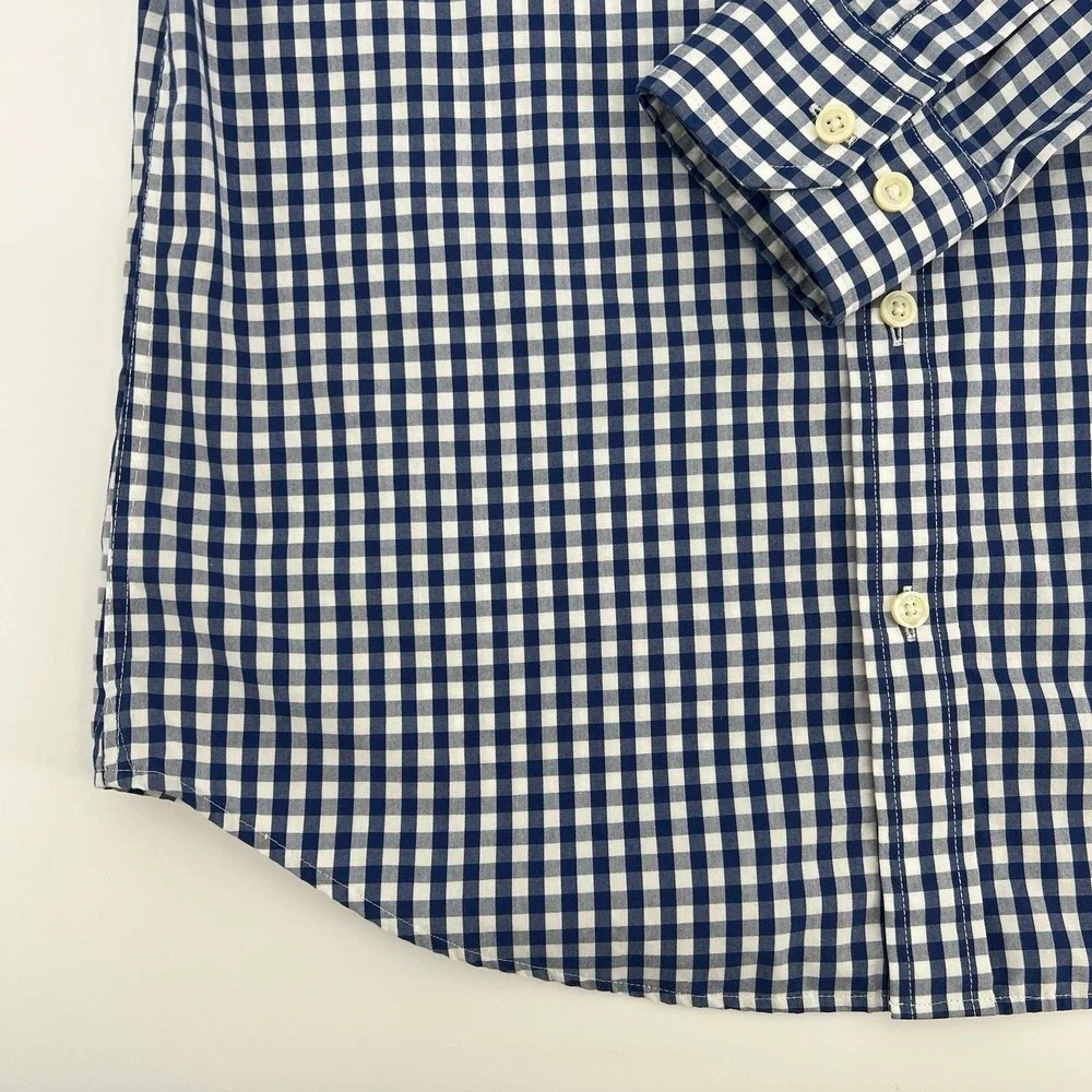 Banana Republic Men's Shirt Size SMALL 14-14 1/2 Slim Fit Blue Check Long Sleeve